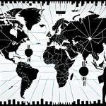 **Image Prompt:** A world map fractured by ideological fault lines reminiscent of the Cold War, overlaid with modern digital glitches and cyber warfare symbols. In the foreground, stylized figures representing different ethnicities look towards a divided horizon, symbolizing ongoing regional conflicts. Dramatic lighting, high contrast.