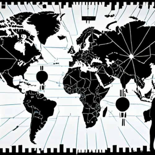 Home 4 **Image Prompt:** A world map fractured by ideological fault lines reminiscent of the Cold War, overlaid with modern digital glitches and cyber warfare symbols. In the foreground, stylized figures representing different ethnicities look towards a divided horizon, symbolizing ongoing regional conflicts. Dramatic lighting, high contrast.