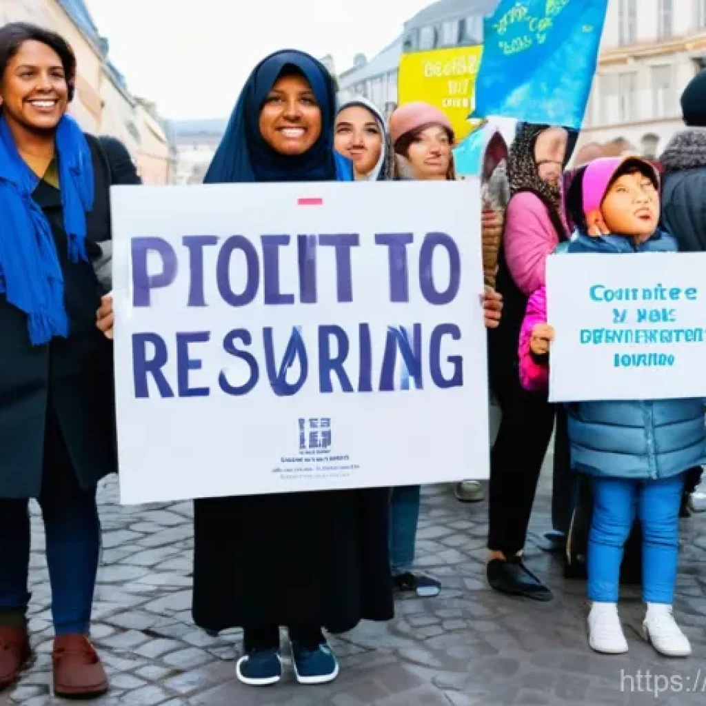 정치적 혁명과 체제 변화 - A diverse group of citizens, including young adults, parents with children (the children wearing com...