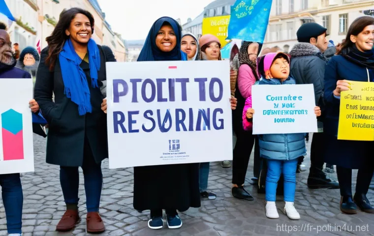 정치적 혁명과 체제 변화 - A diverse group of citizens, including young adults, parents with children (the children wearing com...