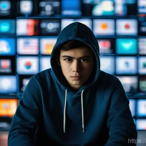 Home 22 정치적 폭력과 테러리즘 - **Prompt 1: The Digital Labyrinth of Emerging Threats**
A lone young adult, gender-neutral, dres...